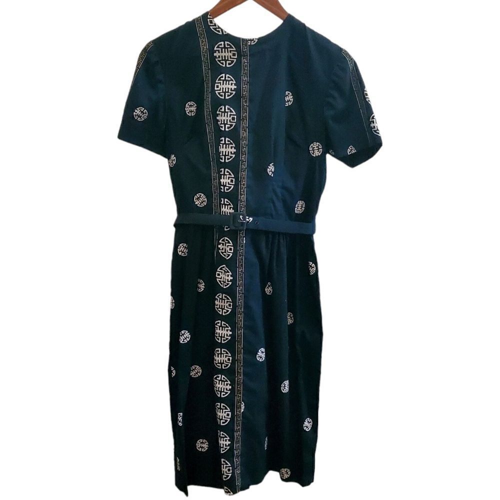 Womens Chinese Luck Dress Size Medium Belted Knee-Length Lucky Fortune